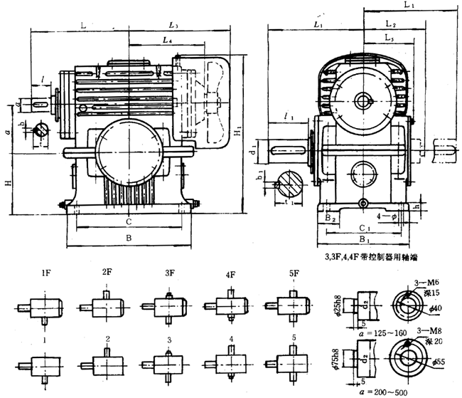 蝸輪減速器外形、安裝尺寸