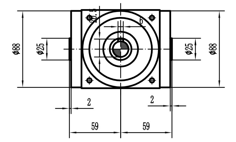 HDA09系列換向器：HDA09-2：1-E外形安裝尺寸圖1
