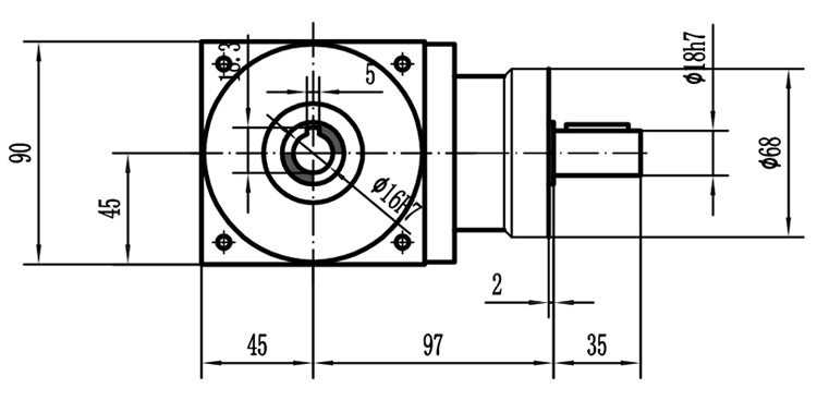 HDA09系列換向器：HDA09-2：1-E外形安裝尺寸圖2
